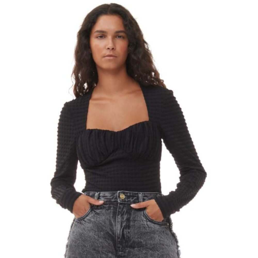 Ganni Seersucker top